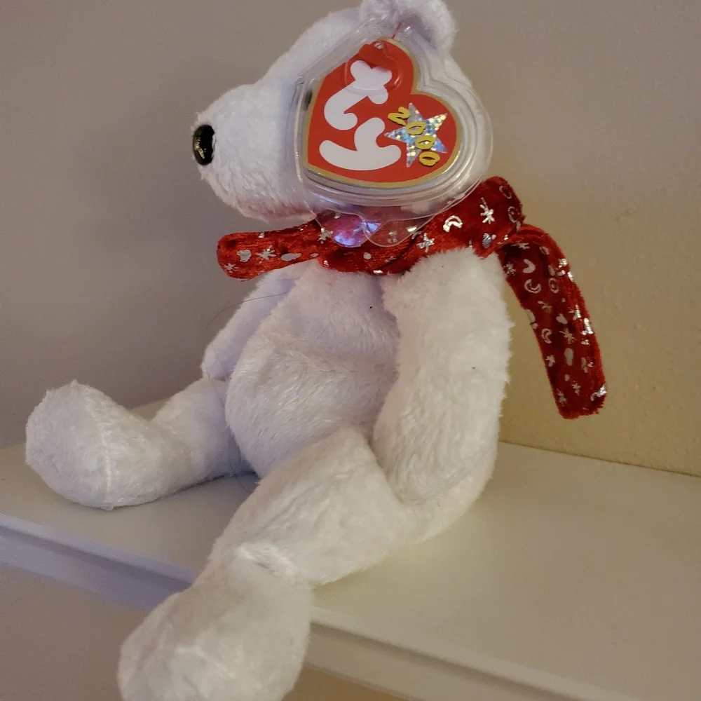 Ty 2000 HOLIDAY TEDDY White Christmas Bear
